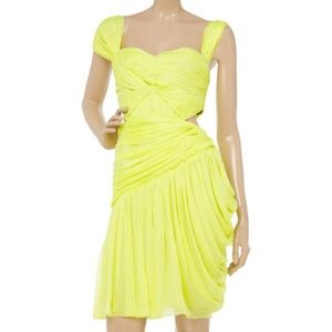 Matthew Williamson Yellow cutout silk chiffon dres